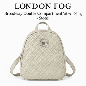 London Fog Broadway Double Compartment Woven Sling · Stone